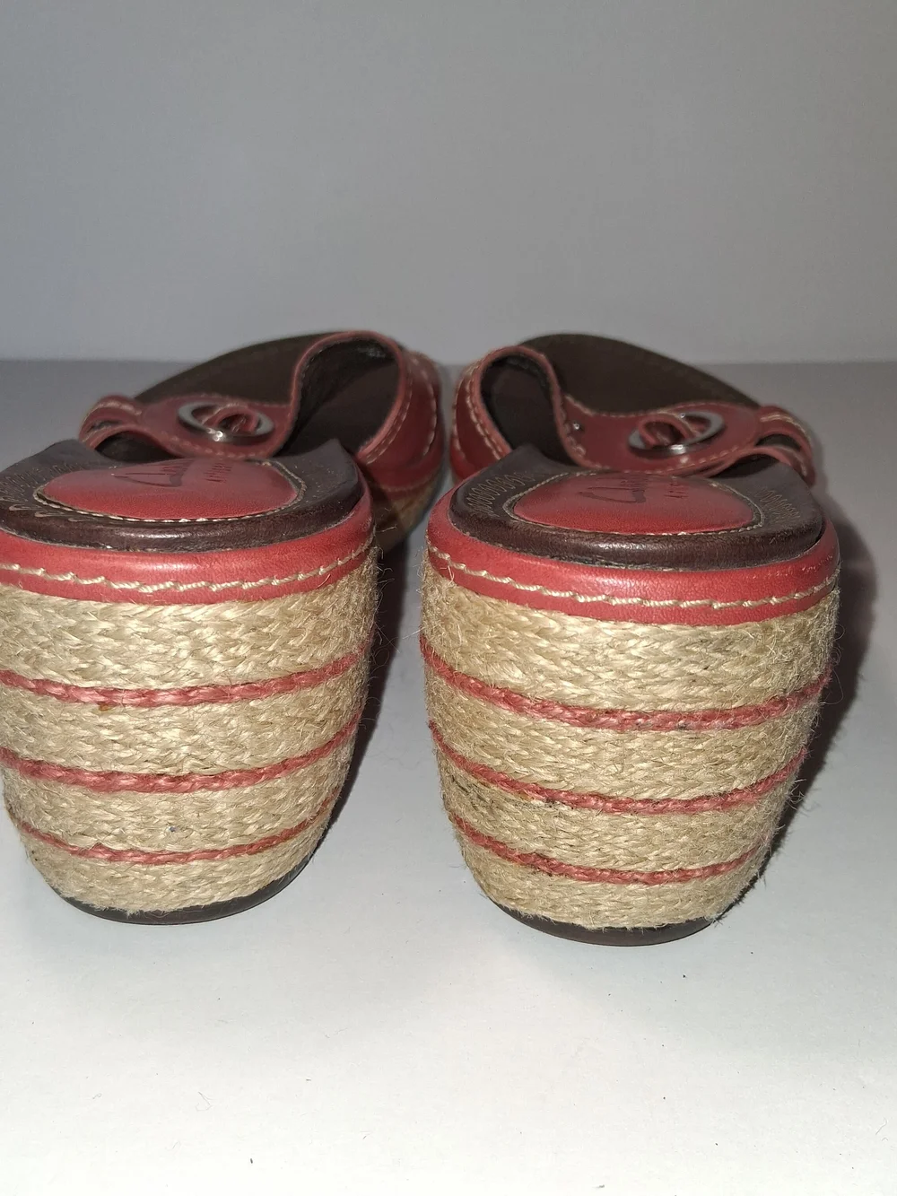 Clark's Artisan Red Leather Slide Sandals Women's US Size 8.5 M